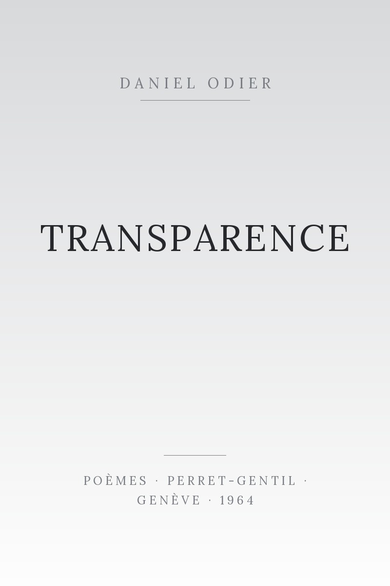 Couverture de Transparence, Daniel Odier